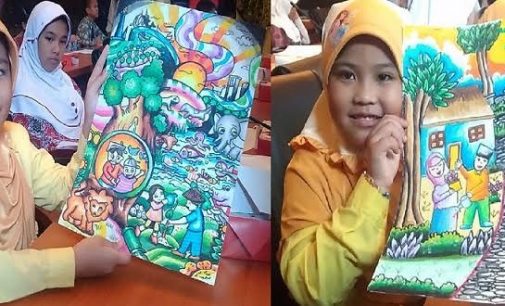 Vivi Alaeyda Dan Nazwa Zafiera Raih Penghargaan Lomba Poster Bertemakan Lingkungan Hidup