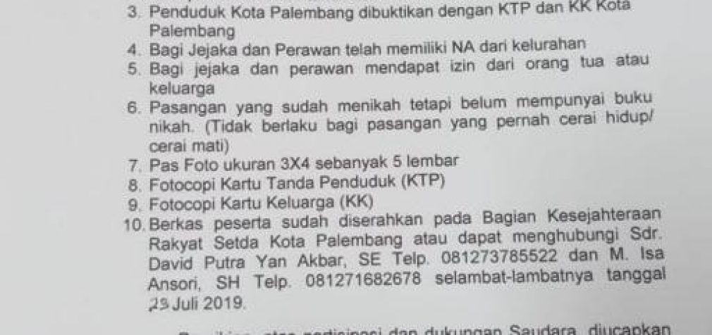 Fasilitasi Warga Kurang Mampu, Pemkot Selenggarakan Nikah Massal