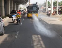 Sejumlah Jalan Protokol Kembali Disemprot Disinfektan