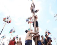 Lomba Panjat Pinang 77 Pohon Semakin Meriah Dihadiri Gubernur Herman Deru 
