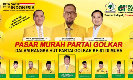 Peringati HUT ke 61, DPD Partai Golkar MUBA Gelar Pasar Murah dan Jalan Sehat